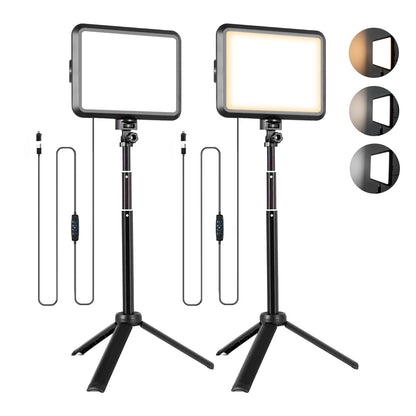 NiceVeedi LED Photography Lighting Kit, 2-Pack 8” Portable Video Light with Adjustable Tripod Stand, 2800K-6500K Dimmable Softlight Studio Light for Zoom, Game Streaming, YouTube