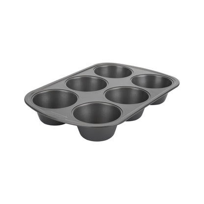 GoodCook Everyday Nonstick Steel Jumbo Texas Muffin Pan, 6-cup, Gray
