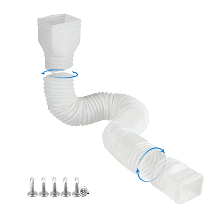 plusgutter White 1-Pack Rain Gutter Downspout Extensions Flexible, Drain Downspout Extender,Down Spout Drain Extender, Gutter Connector Rainwater Drainage,Extendable from 21 to 68 Inches