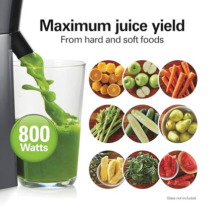 Hamilton Beach Juicer Machine, Big Mouth 3” Feed Chute for Whole Fruits and Vegetables, Easy to Clean, Centrifugal Extractor, Vegetable & Fruit Juicer, BPA Free, 800W Motor, Black