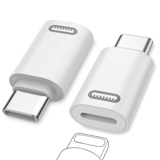 MoKo Lightning Female to USB C Male Adapter for iPhone 17 Air 16 15 Pro Max Plus, Galaxy, iPad - Not for Earphone/USB Stick/iPencil, 2 Pack USB-C to Lightning Adapter ONLY for Charging/Data Transfer