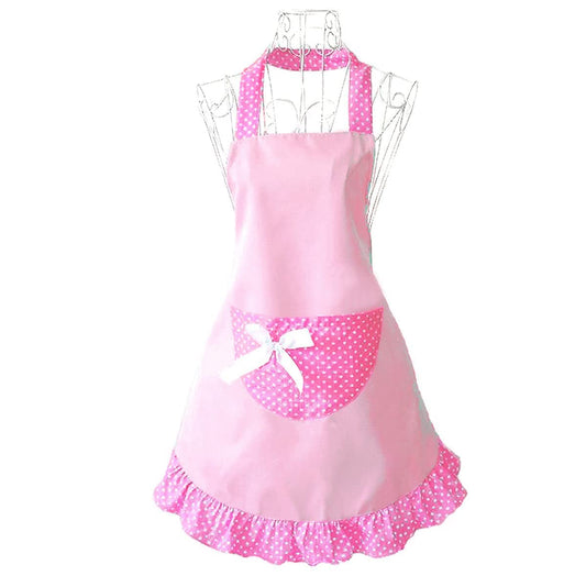 Hyzrz Cute Girls Bowknot Funny Aprons Kitchen Restaurant Cake Aprons with Pocket for Women(Pink)