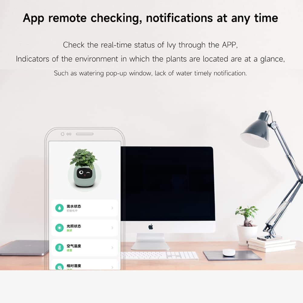 Itigoitie Smart Flowerpots,Smart Pet Planter,Ai Planter,Intelligent Flowerpots,Multiple Expressions,7 Smart Sensors, and Ai Chips Make Raising Plants Easy and Fun for Living Room,Plant-Free(Pink)