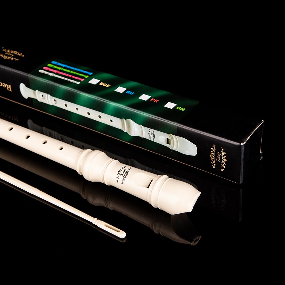 Glory Soprano Recorder Instrument for Beginner, German Fingering C Key Recorder Instrument,Beige