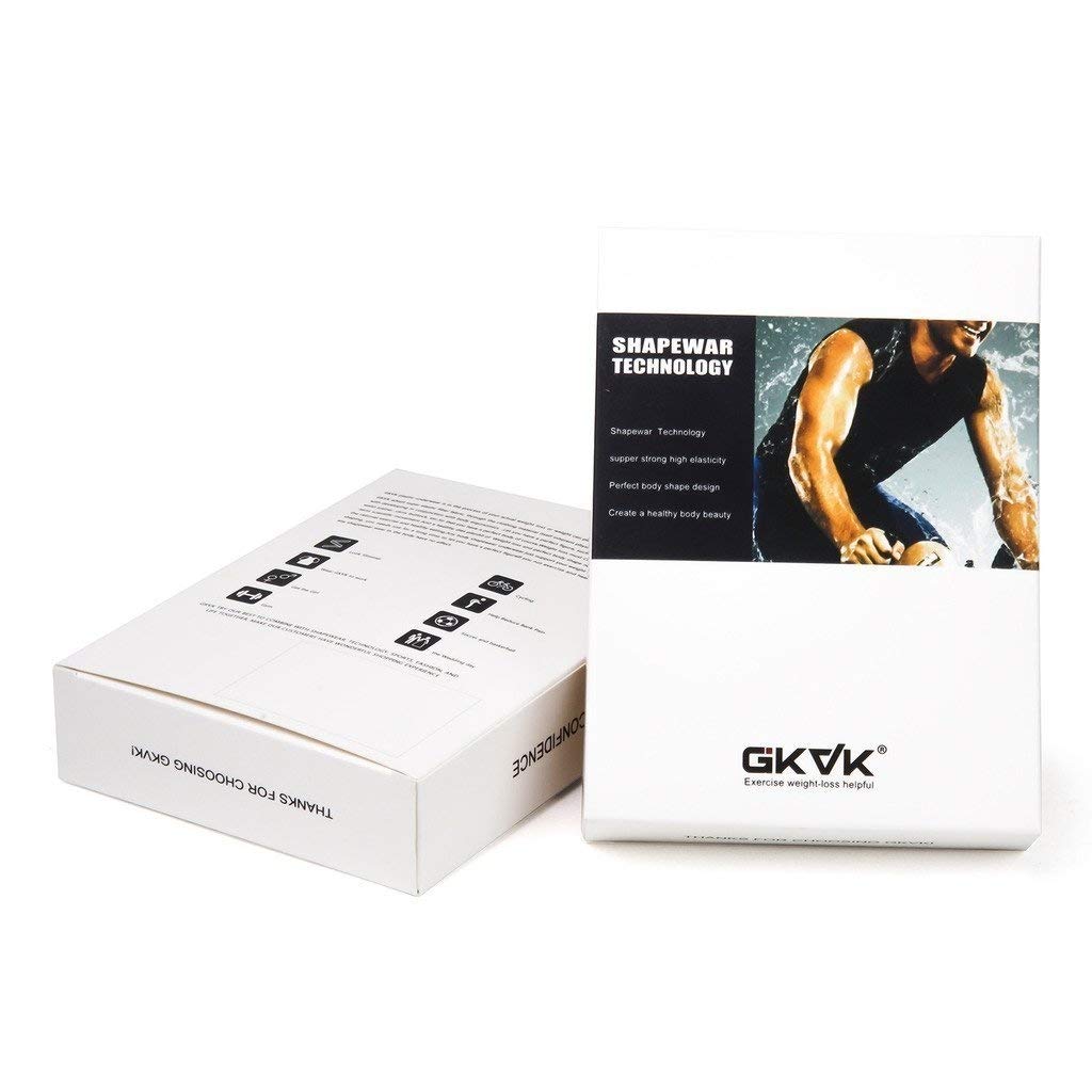 GKVK Mens Slimming Body Shaper Vest Shirt Abs Abdomen Slim,XXL(chest size 116cm-120cm/46inches-48inches),Black