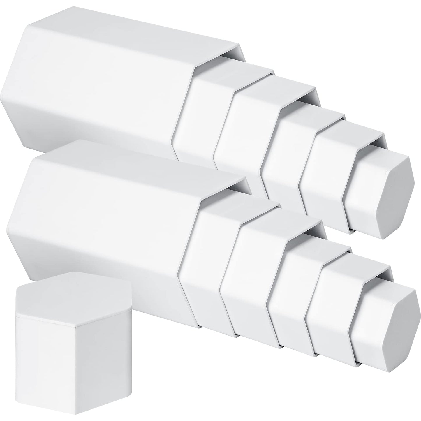 Jetec Hexagonal Jewelry Display Risers Hexagonal Market Display Risers Stands Acrylic Showcase Acrylic Stand for Jewelry Model Figures Decoration, 6 Sizes(White,12 Pieces)