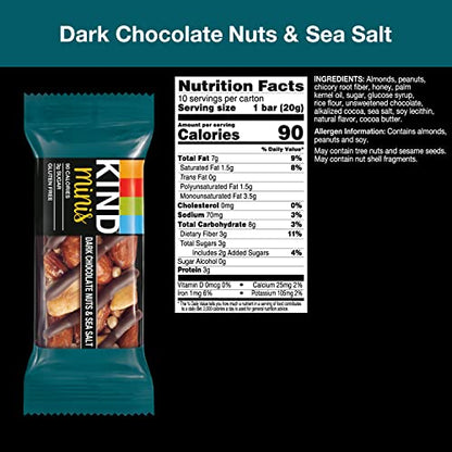 KIND Minis, Dark Chocolate Nuts & Sea Salt, Healthy Snacks, Gluten Free, Low Calorie Snacks, Low Sugar, 10 Count