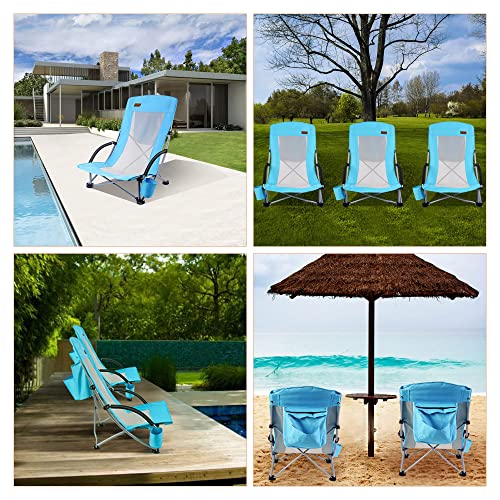 Nice C Beach Chair, Beach Chairs for Adults 2 Pack w/Cooler Compact High Back, Cup Holder & Carry Bag & Heavy Duty Outdoor, Camping, BBQ, Travel, Picnic, Festival (Set of 2 Blue)