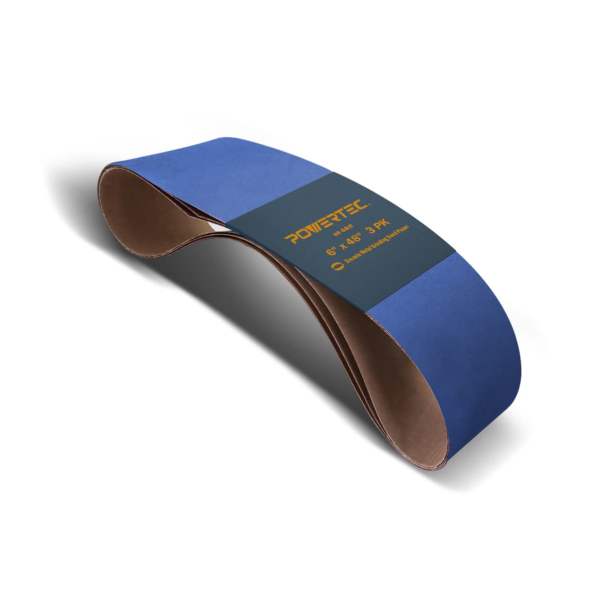 POWERTEC 6 x 48 Inch Zirconia Sanding Belts, 3PK, 60 Grit Belt Sander Sanding Belt for Bench Sander, Belt and Disc sander, Woodworking & Paint Removal, Metal Polishing (464806Z-3)