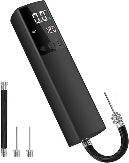 Pumteck Electric Ball Pump, Smart Air Pump Portable Fast Ball Inflation with Precise Pressure Gauge and Digital LCD Display for Football Basketball Volleyball Football (2 Pin and 1 Spout)