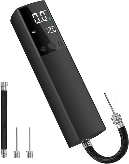 Pumteck Electric Ball Pump, Smart Air Pump Portable Fast Ball Inflation with Precise Pressure Gauge and Digital LCD Display for Football Basketball Volleyball Football (2 Pin and 1 Spout)