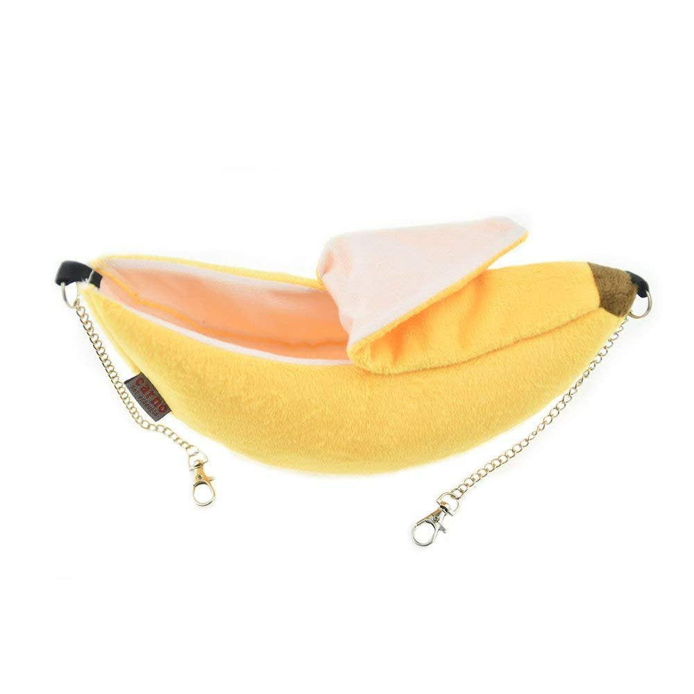 ISMARTEN Banana Bed House, Hammock for Small Animal, Warm Bed House, Cage Nest for Sugar Glider Hamster Small Bird Pet (Banana)