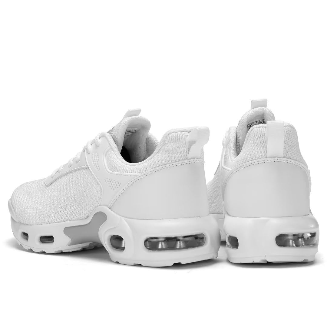 Kapsen Men's Air Running Shoes Lightweight Breathable Walking Shoes Non Slip Fashion Sneakers Mesh Workout Casual Sports Shoes White