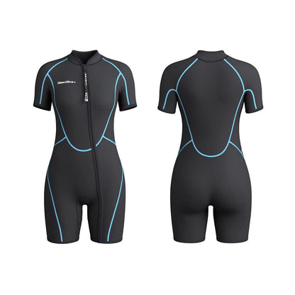 Seaskin Mens 3mm Shorty Wetsuit Womens, Full Body Diving Suit Front Zip Wetsuit for Diving Snorkeling Surfing Swimming Medium