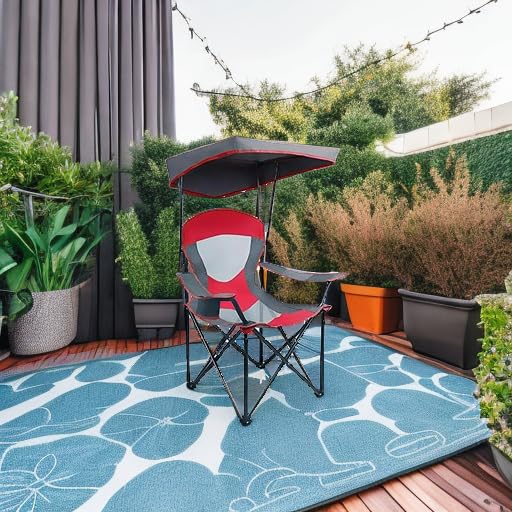 ALPHA CAMP Mesh Canopy Chair Folding Camping Chair - Red