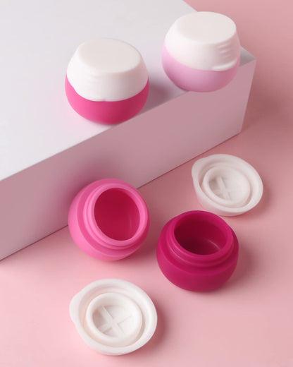 Gemice Silicone Cream Jars, TSA Approved Travel Size Containers - Leak-proof Travel Accessories with Lid for Cosmetic Makeup Face Body Hand Cream (4 Pieces)