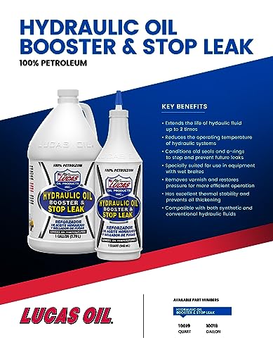 Lucas Oil 10019 Hydraulic Oil Booster and Stop Leak - 1 Quart, White, 32 Ounce