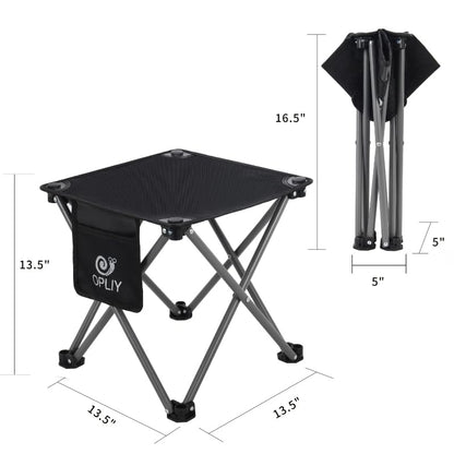 Opliy Camping Stool 2 Pack,13.5 Inch Portable Folding Stool for Outdoor Gardening and Beach Hiking Fishing,Foot Stool with Carry Bag (Black)