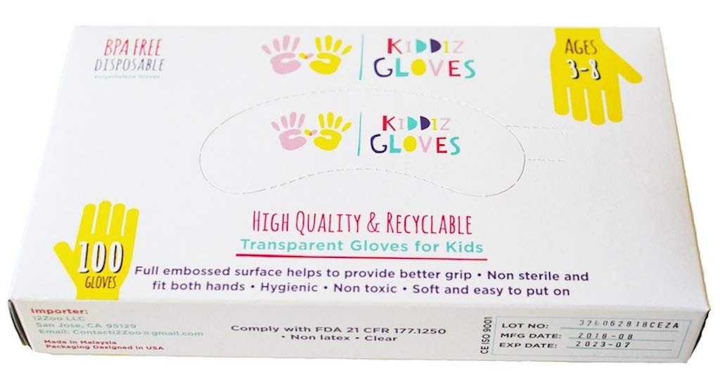 Kiddiz Gloves: Eco-friendly Disposable Gloves for Kids Ages 3 - 8 (100 count)