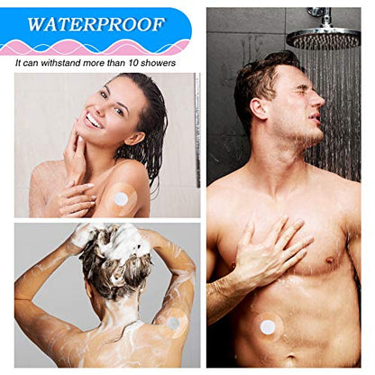 Nuanchu 48 Pack Sensor Covers Compatible with Freestyle Libre 1/2/3,Waterproof CGM Sensor Patches, Glucose Monitor Protector Long Lasting Without Hole (Blue)