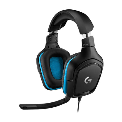Logitech G432 Wired Gaming Headset, 7.1 Surround Sound, DTS Headphone:X 2.0, Flip-to-Mute Mic, PC (Leatherette) Black/Blue