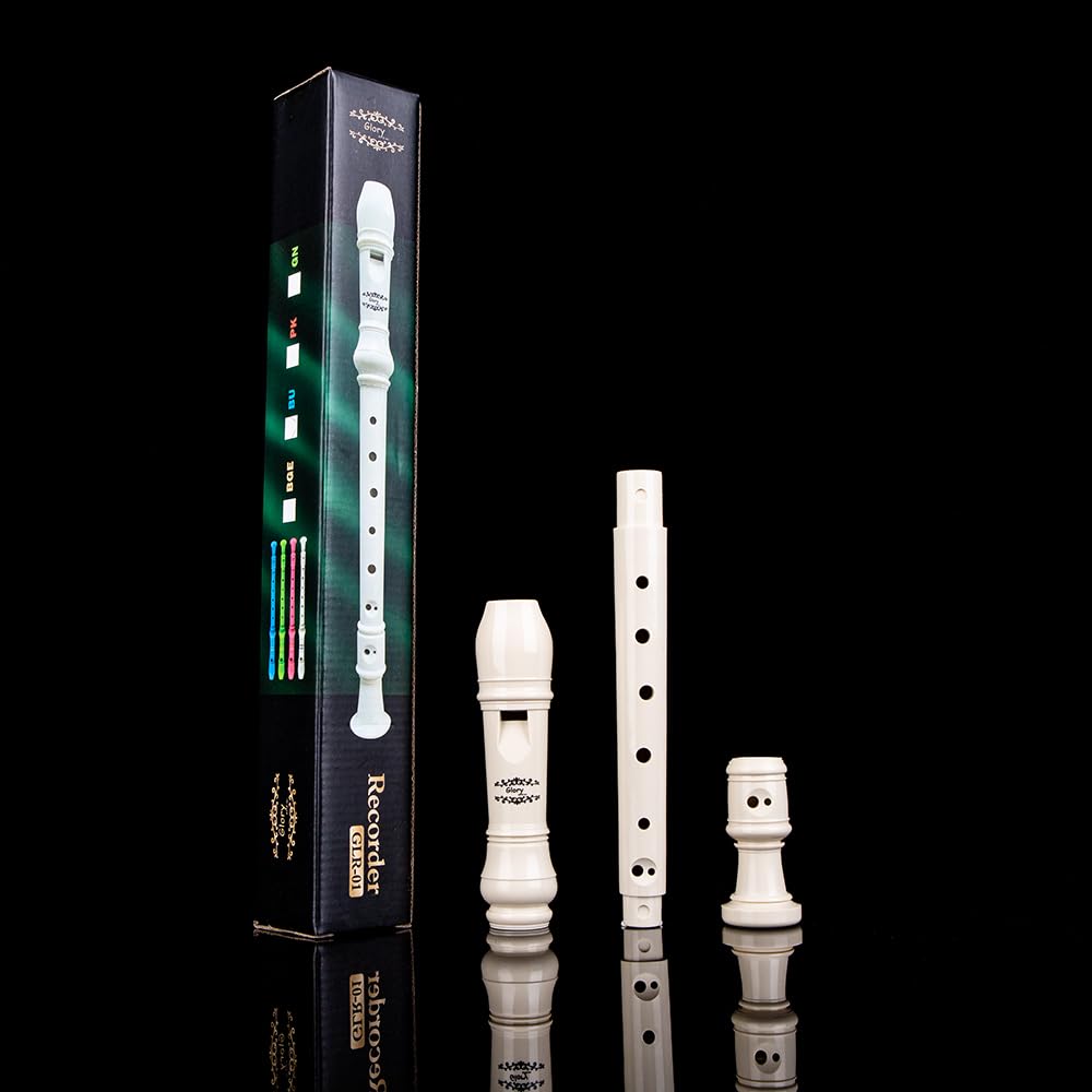 Glory Soprano Recorder Instrument for Beginner, German Fingering C Key Recorder Instrument,Beige
