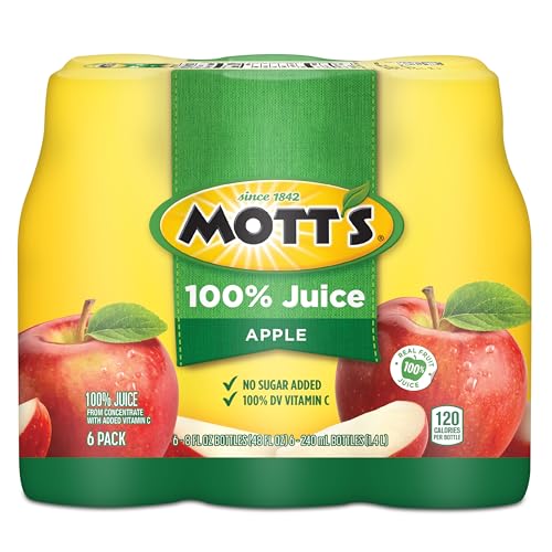 Mott's 100% Original Apple Juice, 8 Fl Oz Bottles, 24 Count (4 Packs Of 6), 2 Servings Of Fruit, 100% Fruit Juice, Gluten-free, Caffeine-free, Kosher, Contains No Artificial Colors Or Sweeteners