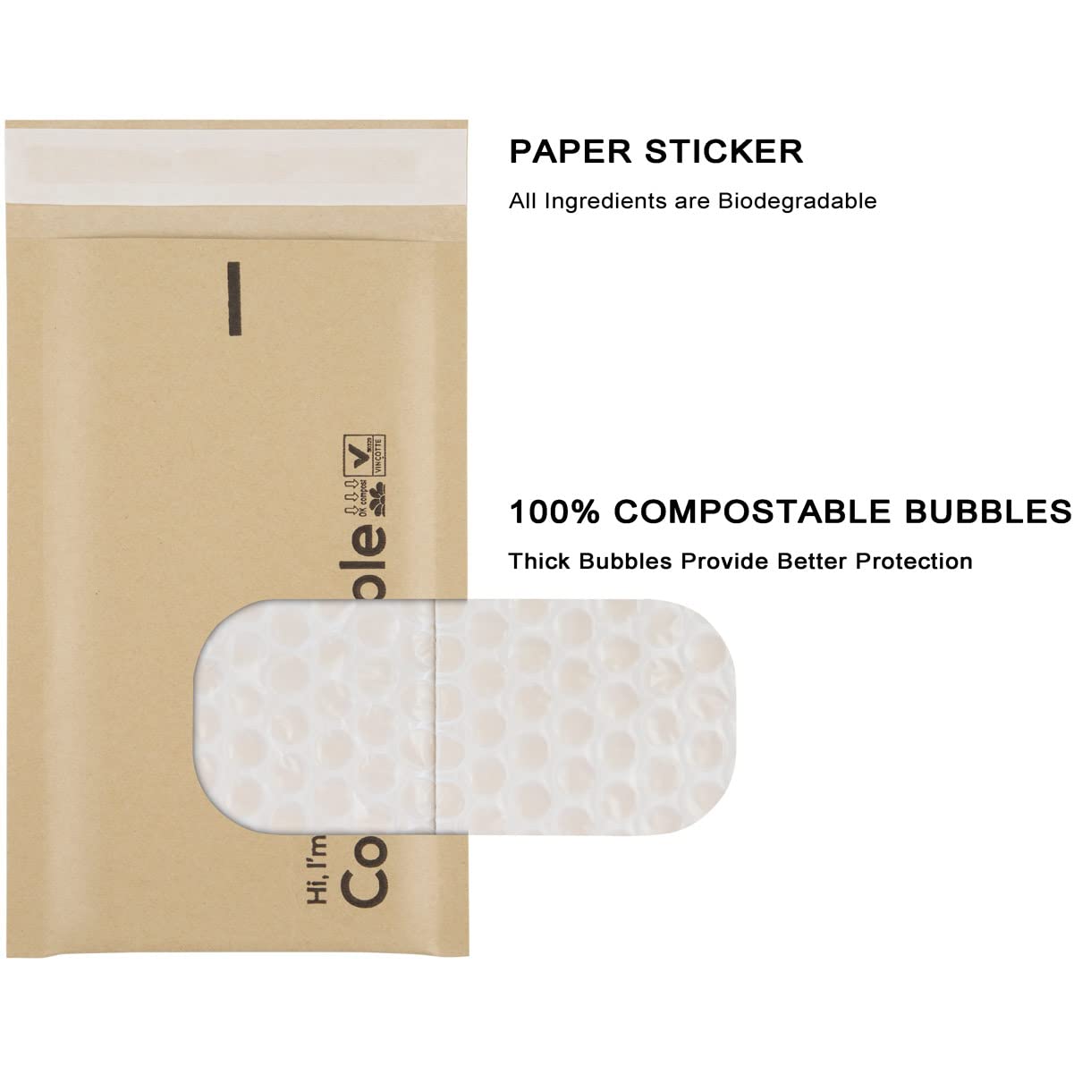 4x8 100% Biodegradable Bubble Mailers,25 Count Kraft Brown #000 Compostable Padded Packaging Wrap Envelopes Pouches Eco Friendly Self Seal Bags