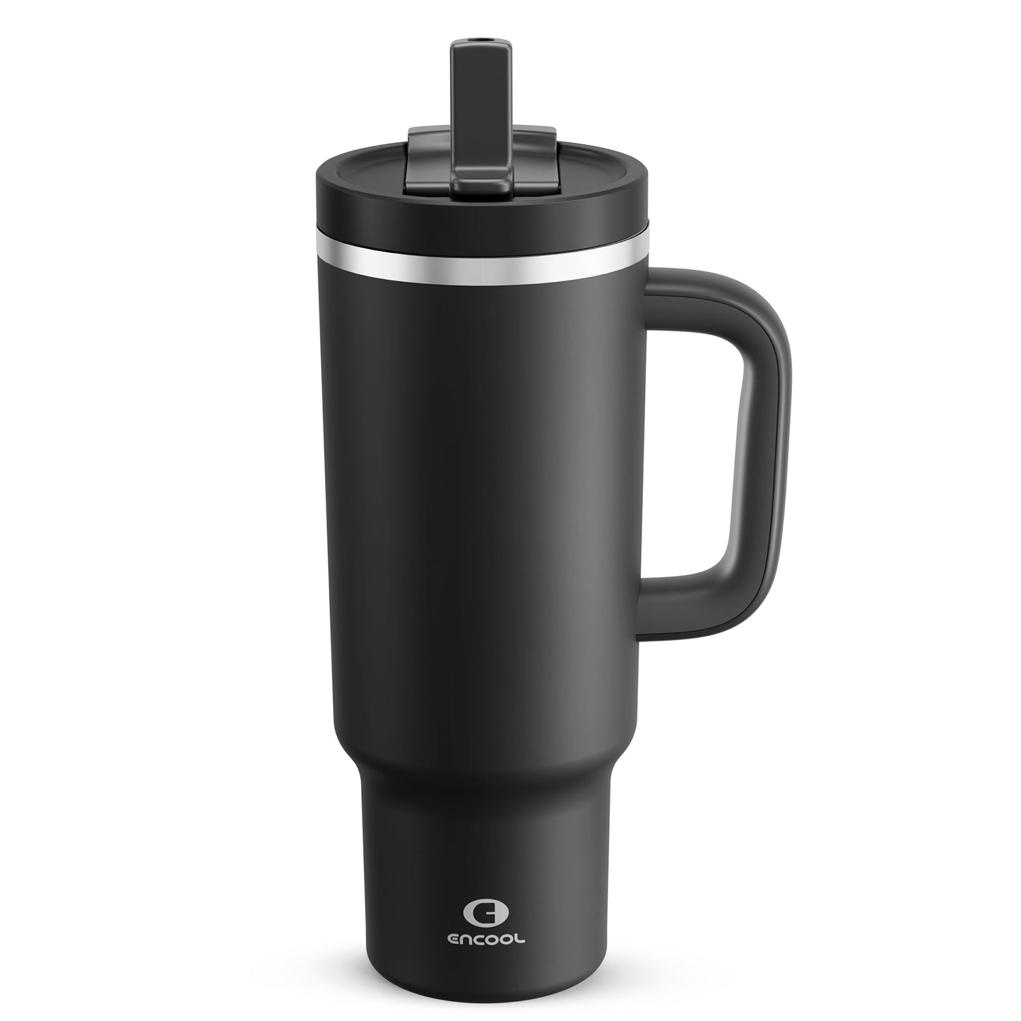 40 oz Tumbler with Handle and Straw: Stainless Steel Insulated Tumbler Keeps Cold for 24 Hours, Leakproof Travel Cup Fits in Cup Holder and BPA-Free, Black Night