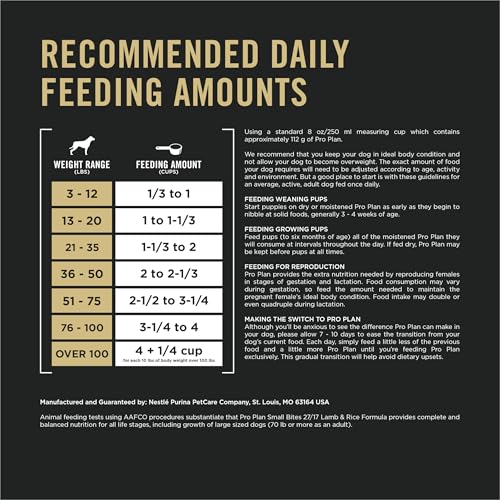 Purina Pro Plan High Protein Dog Food, Small Bites, SPORT 27/17 Lamb and Rice Formula - 6 lb. Bag