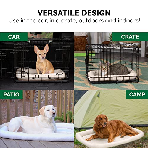 Furhaven Dog Bed for Extra Small Dogs & Indoor Cats, 100% Washable, Sized to Fit Crates - Sherpa Fleece Bolster Crate Pad - Cream, Extra Small