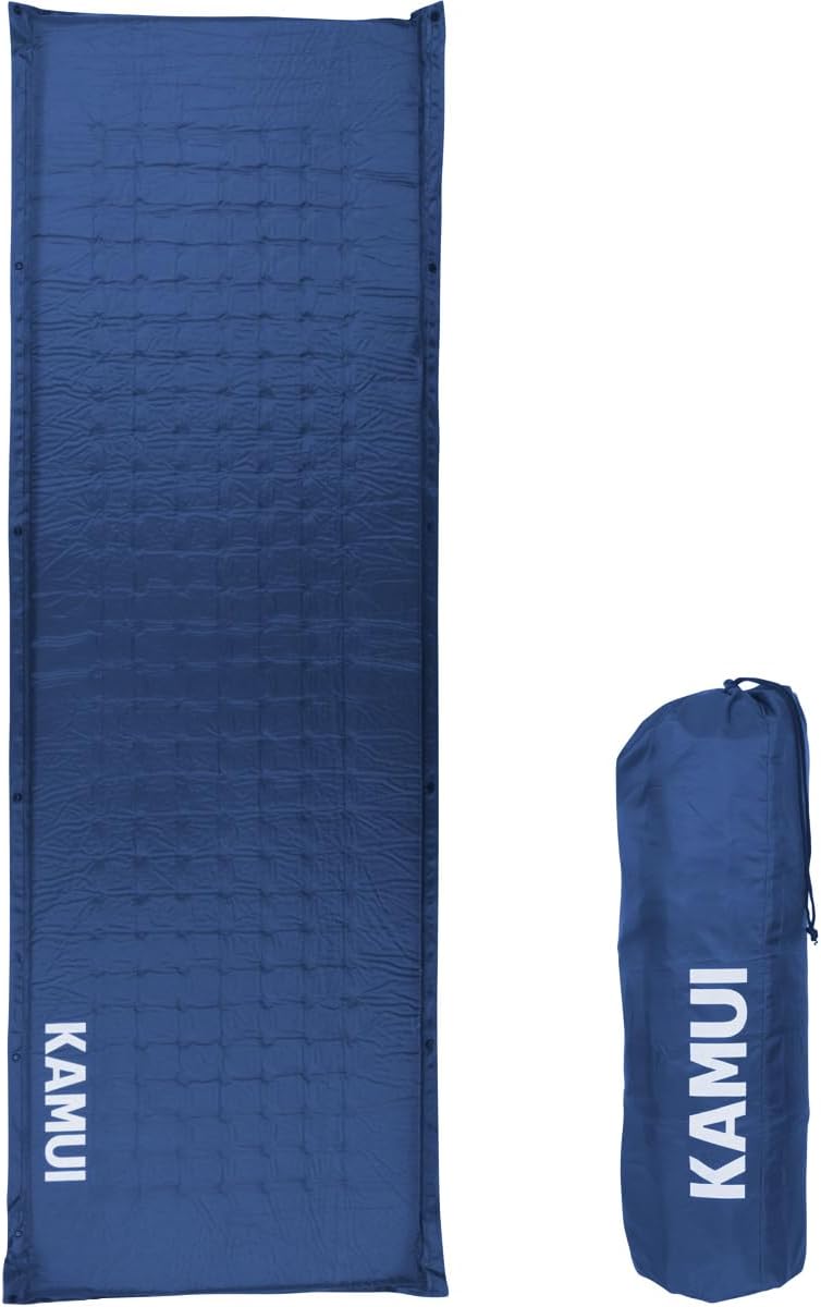 KAMUI Self Inflating Sleeping Pad - 2 Inch Thick Camping Pad Connectable with Multiple Mats for Tent and Family Camping (Blue)