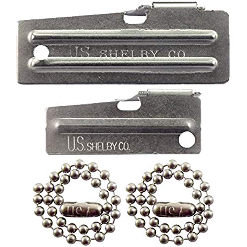 P-38 Can Opener & P-51 Can Opener with Chains, US Shelby, Stainless Steel openers Stamped with US Shelby Co.