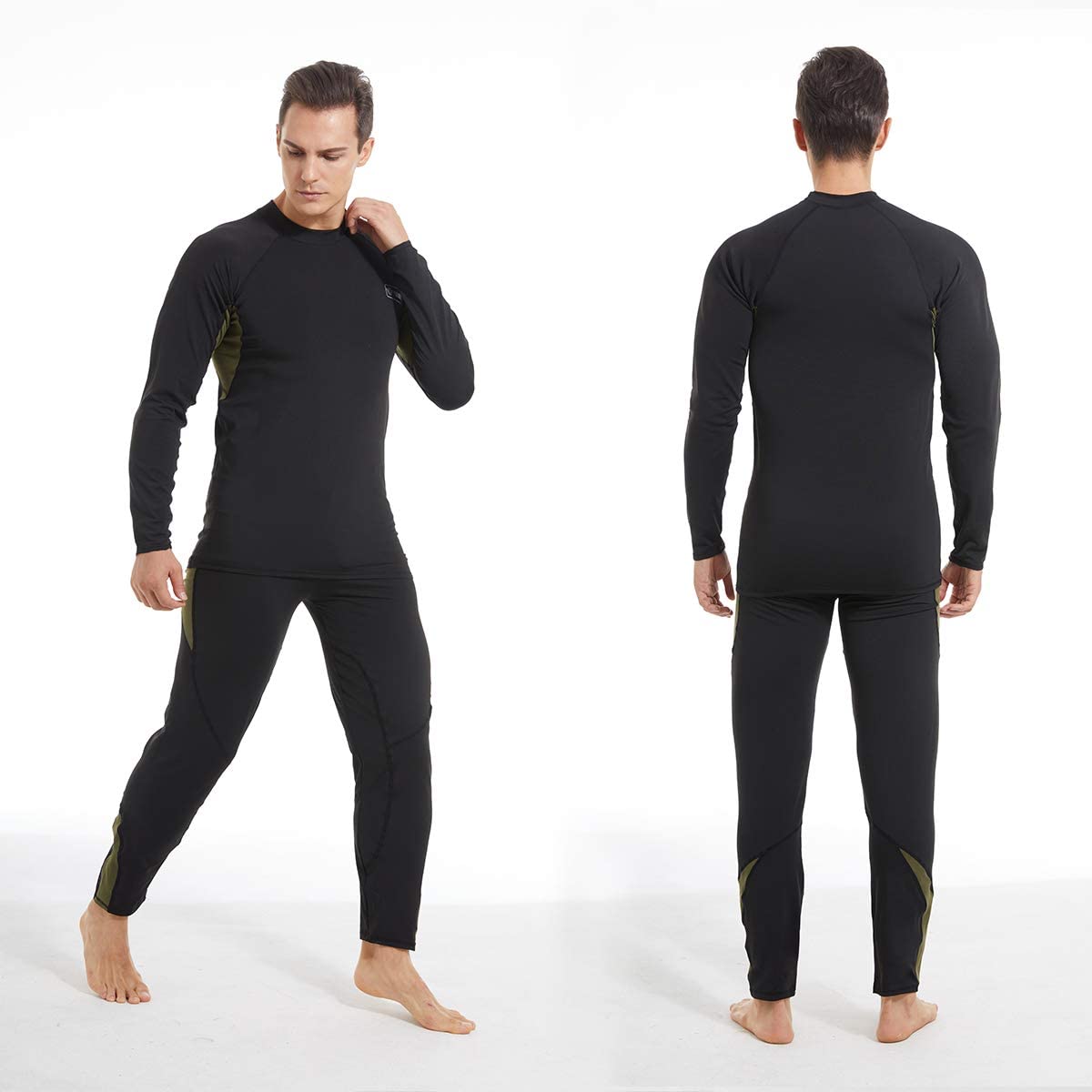 Men’s Thermal Underwear Set, Cold Weather Fleece Lined Sport Long Johns Base Layer Quick Drying Thermo for Hunting Skiing-M