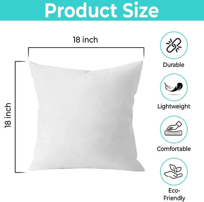 QUBA LINEN Throw Pillow Inserts (Set of 2, White), 18x18 Inches - Premium Cushion Fillers for Sofa, Bed, and Home Décor (18x18 Inch (Pack of 5))