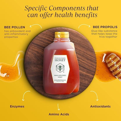 100% Raw & Unfiltered Wildflower Honey - American Made by Pure Southern Honey (48 Ounce)