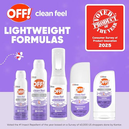 OFF! Clean Feel Insect Repellent Aerosol with 20% Picaridin, Bug Spray with Long Lasting Protection from Mosquitoes and Ticks, Feels Good on Skin, 5 oz