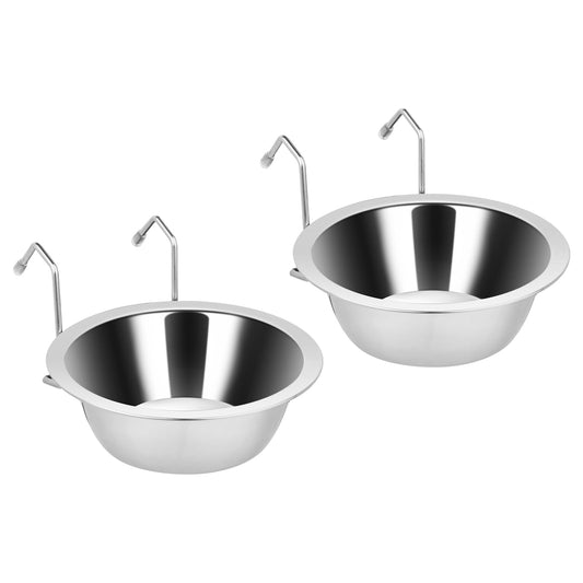 Fri4Free 2PCS Kennel Water Bowl Hanging,Stainless Steel Puppy Bowls for Small Dog Cage,Kennel, Crate, Catio Accessories,Dog Crate Water Bowl Dish Feeder Food Holder No Spill(8oz/1cup)