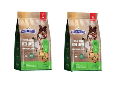 Nutri Bites Freeze Dried Beef Liver Dog Food 2-Pack: 28 oz Total Weight - Single Ingredient: Beef Liver - Protein & Grain-Free Supplement - Use as Kibble Topper or Dog Treats for Dogs - Made in Canada