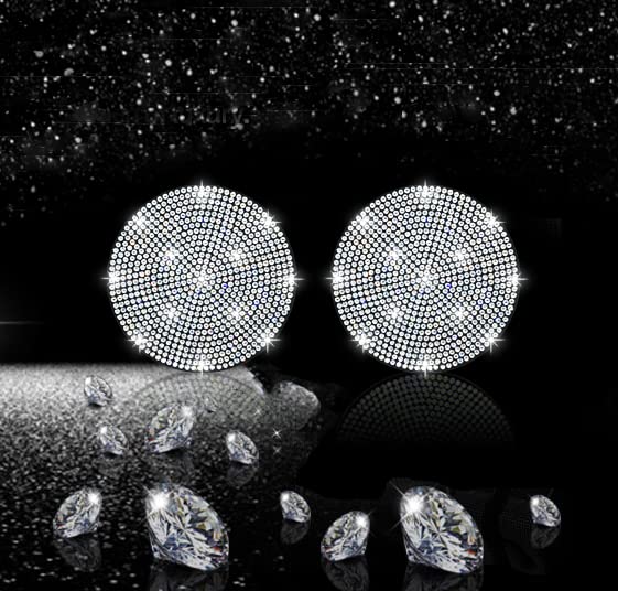 NBTEPEM 2pcs Bling Car Cup Holder Coaster, 2.75 inch Anti-Slip Shockproof Universal Fashion Coasters Insert Crystal Rhinestone Automotive Interior Accessories for Women (2 pcs, White)