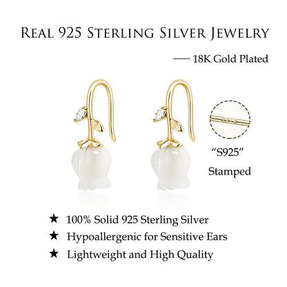 Reffeer Solid 925 Sterling Silver Flower Crawler Cuff Earrings Wraps for Women Teen Girls Flower Wrap Earrings Climber (B-18K Gold)