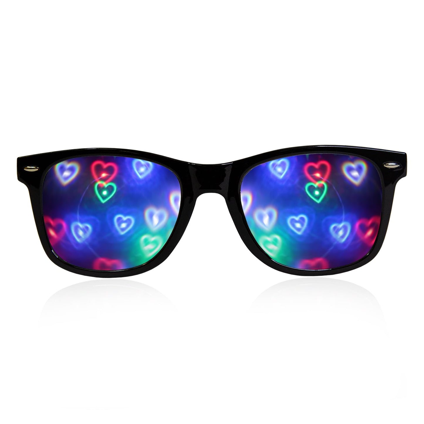 GloFX Ultimate Heart Diffraction Glasses - 3D Rainbow Hearts Effect with Black Frames - Great Festival, Concert, and Rave Accessory
