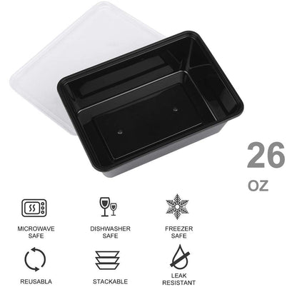 IUMÉ 50-Pack Meal Prep Containers, 26 OZ Microwavable Reusable Food Containers with Lids for Food Prepping, Disposable Lunch Boxes, Plastic Food Boxes- Stackable, Freezer Dishwasher Healthy