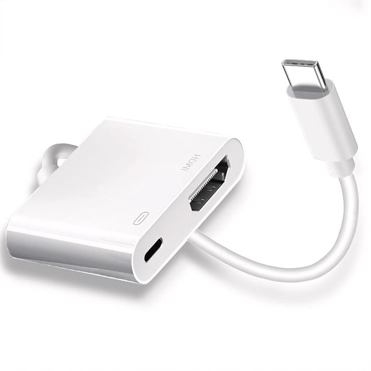 Kinhaly USB C to HDMI for TV, 4K@60Hz Type C to HDMI Adapter with Charging Port, iPhone to Hdmi to USB C Adapter Compatible for iPhone 16/15 Series/iPad Pro/Galaxy/MacBook Pro to HDTV Projector