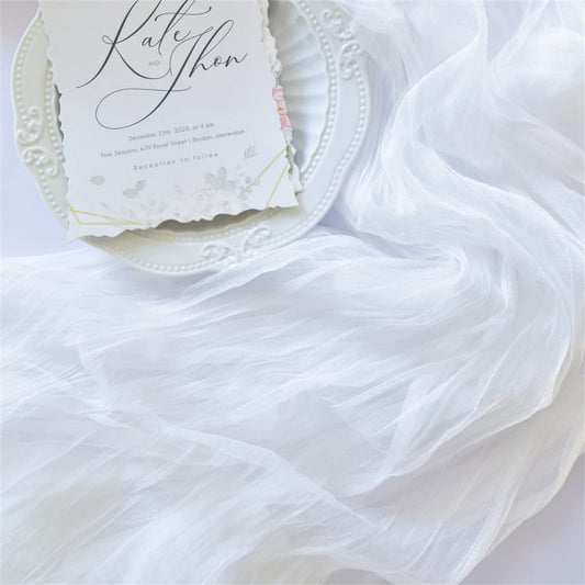 Joanlody Ivory Spring Summer Cheesecloth Table Runner 10Ft Rustic Gauze Boho Cheese Cloth Table Runner for Wedding Bridal Baby Shower Decoration