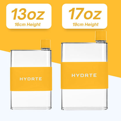 Hydrte Flat Water Bottle 11.8 oz, Leak Proof and Slim Design, The Purse Water Bottle, Cute Water Bottles made for Women and Men, BPA Free Square
