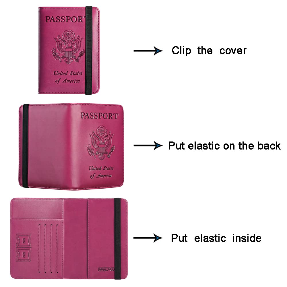 Passport Holder Cover Wallet Travel Essentials RFID Blocking Leather Card Case International Must Haves Travel Accessories for Women Men(101#Purple)