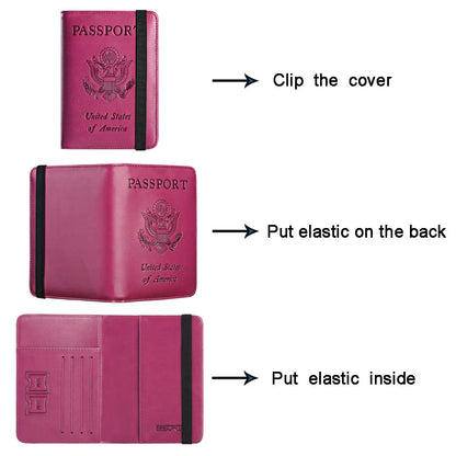 Passport Holder Cover Wallet Travel Essentials RFID Blocking Leather Card Case International Must Haves Travel Accessories for Women Men(101#Purple)