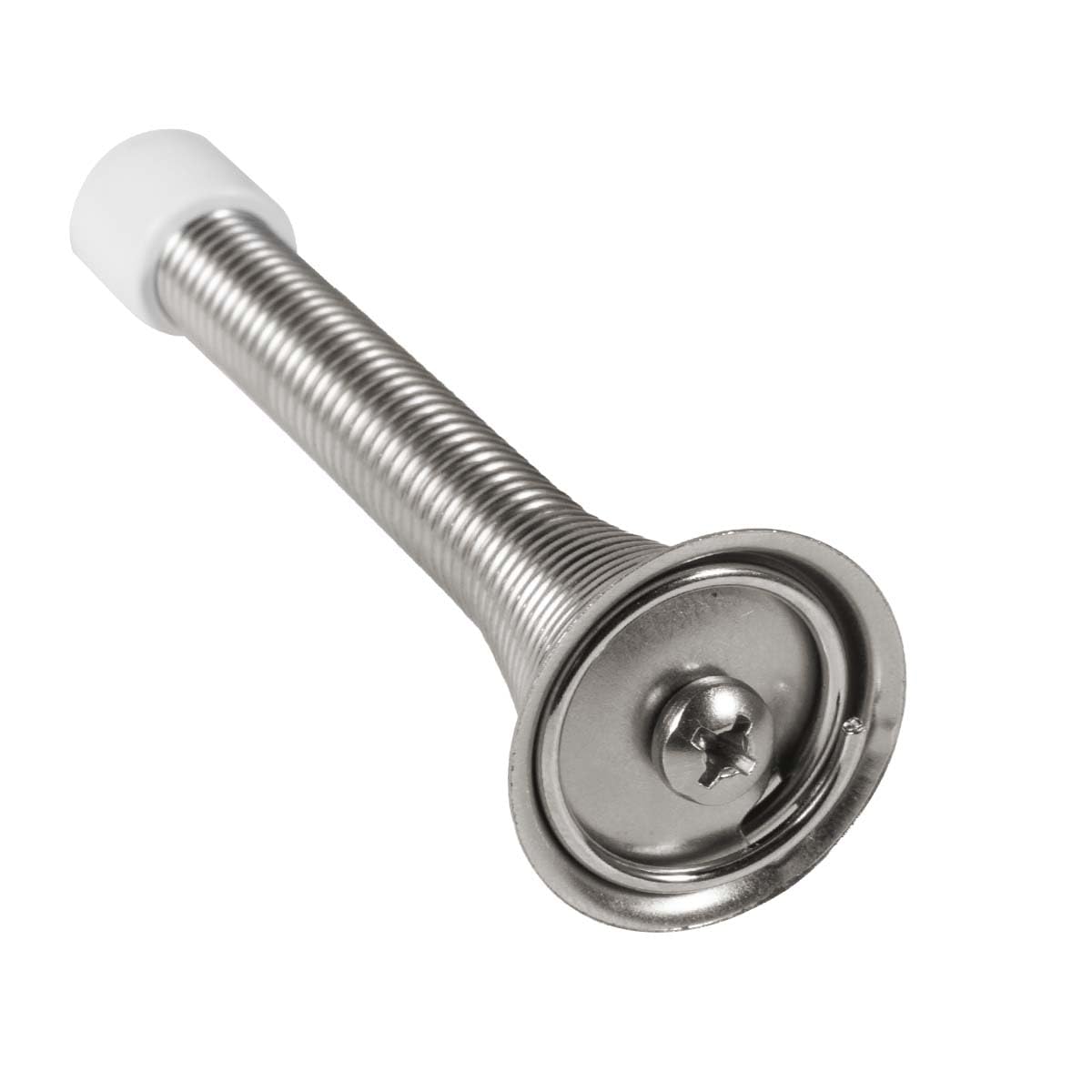 KISEER 12 Pack Spring Door Stops 3 1/4 Inch Flexible Heavy Duty Spring Door Stopper with RustProof Screw Rubber Bumper Tips (Satin Nickel)