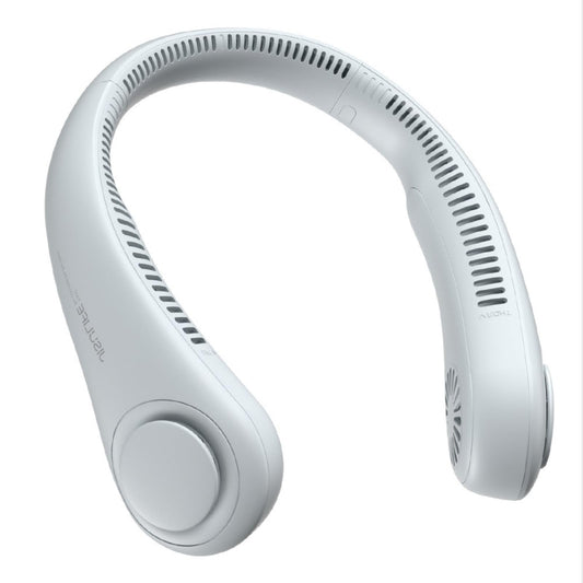 JISULIFE Neck Fan Portable, Personal Wearable Fan with Battery Rechargeable, Bladeless Travel Cooling Design with Powerful Wind, 3 Speeds, Quiet, Gifts for Men/Women/Friends - Grey